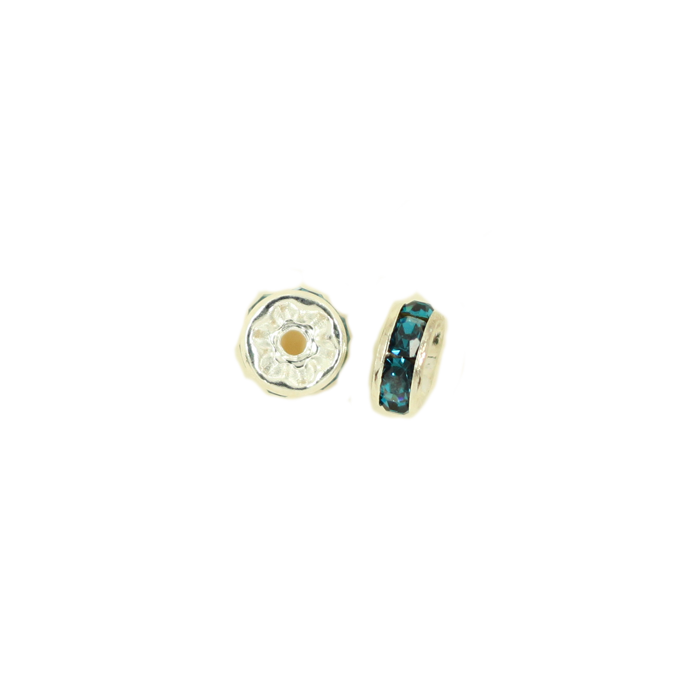 Perle rondelle strassée 8mm bleu ciel