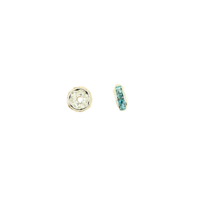 Perle rondelle strassée 8mm bleu clair