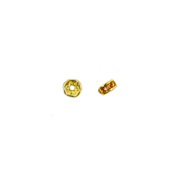 Perle rondelle strassée 5mm doré x1