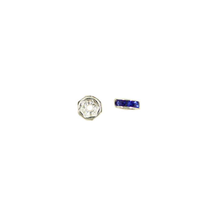 Perle rondelle strassée 5mm bleu roi x1
