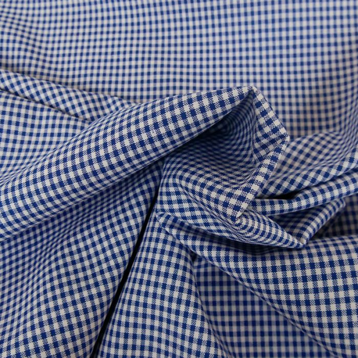 Tissu coton vichy - bleu x 10cm