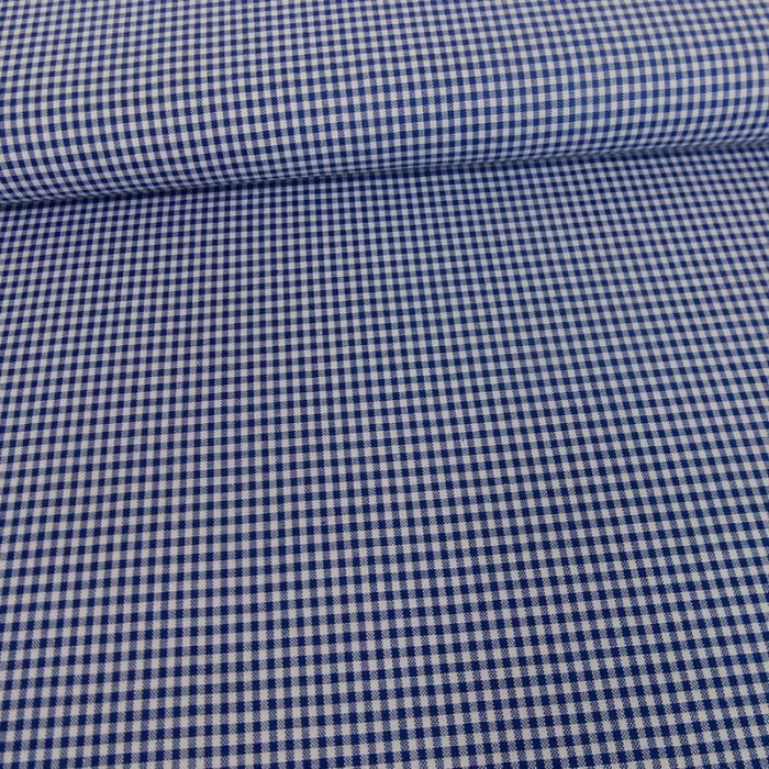 Tissu coton vichy - bleu x 10cm