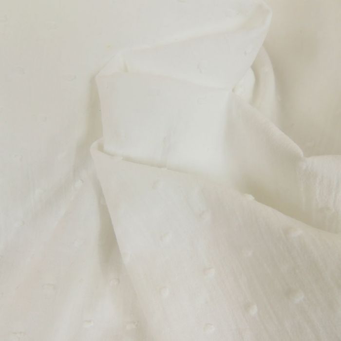 Tissu voile coton plumetis - blanc x 10 cm