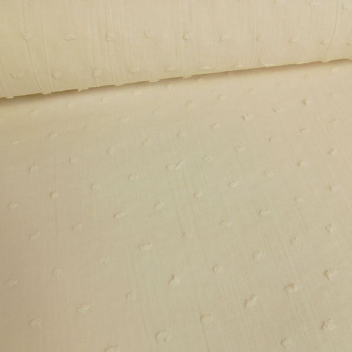 Tissu voile coton plumetis - écru x 10 cm