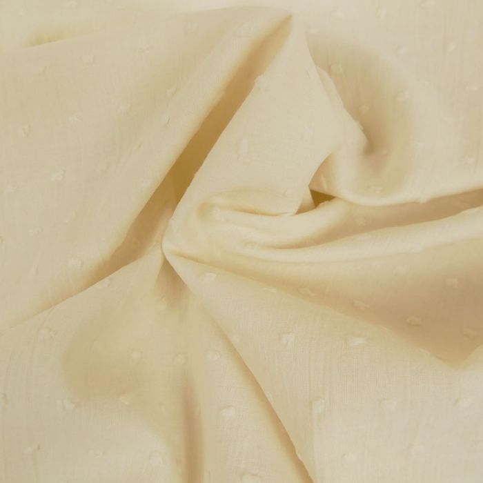 Tissu voile coton plumetis - écru x 10 cm