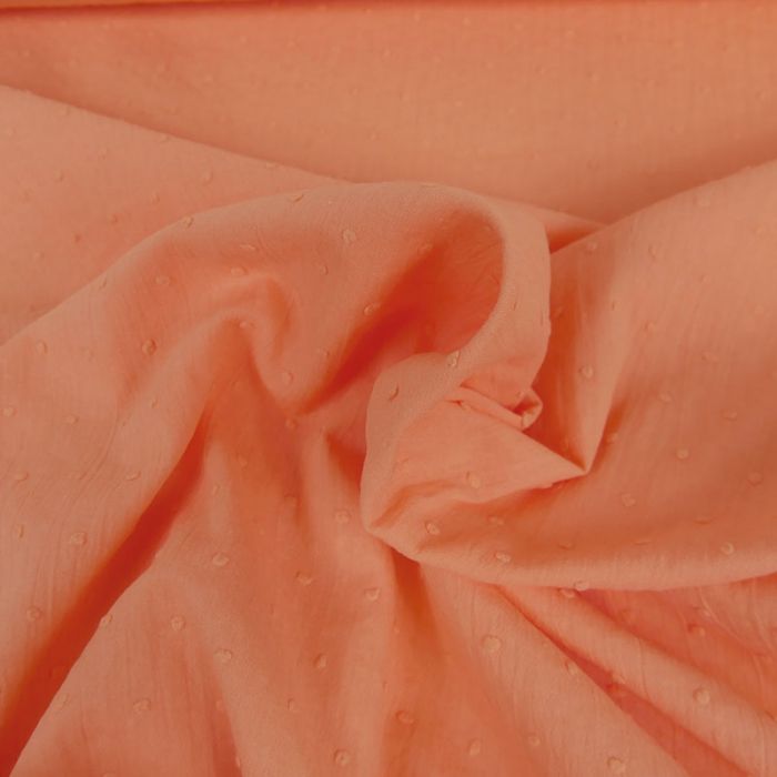 Tissu voile coton plumetis - saumon x 10 cm