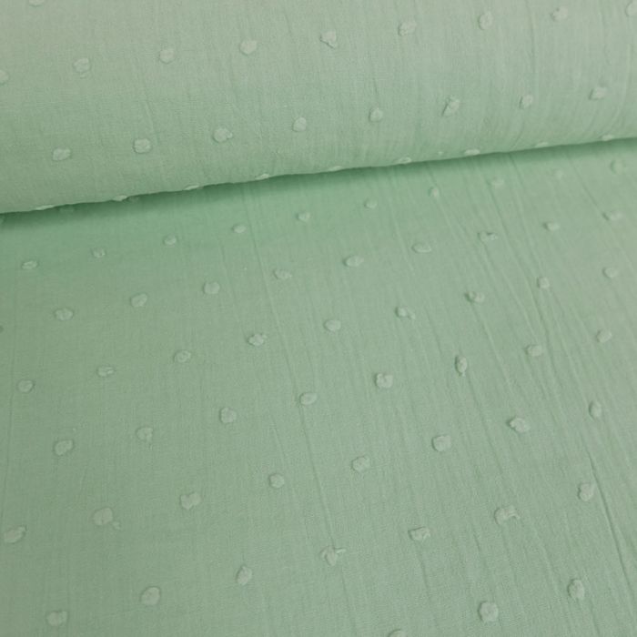 Tissu voile coton plumetis - mint x 10 cm