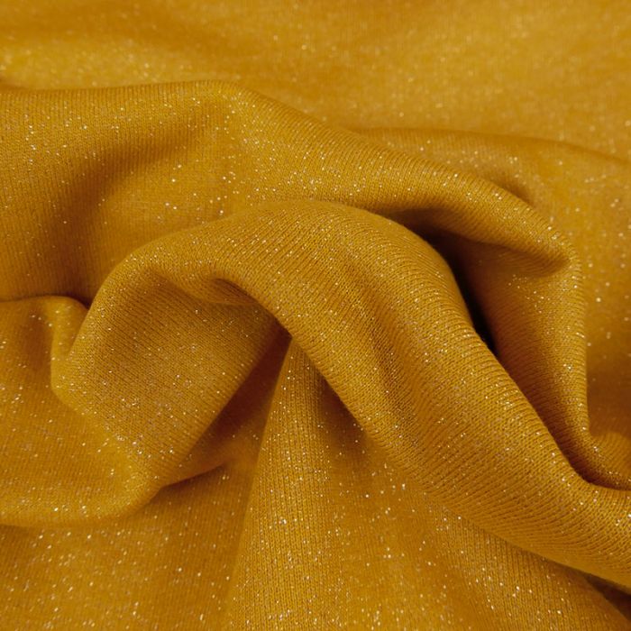 Tissu molleton sweat lurex argent - moutarde x 10 cm