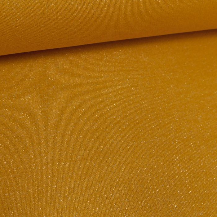 Tissu molleton sweat lurex argent - moutarde x 10 cm