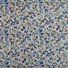 Tissu coton enduit fleurs - bleu blanc x 10 cm