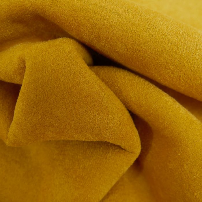 Tissu suédine envers fourrure mouton - moutarde x 10 cm