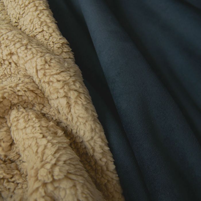 Tissu suédine envers fourrure mouton - encre x 10 cm