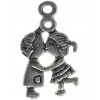 Breloque bisou d'enfants 27mm argent vieilli