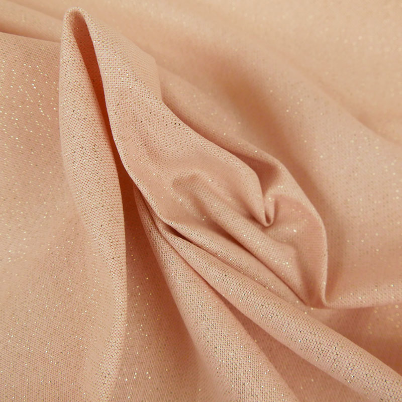 Tissu Rose Clair à Motifs Relief Lurex Doré – Lin 100%, 30 M X 1,50 M, Rouleau Neuf