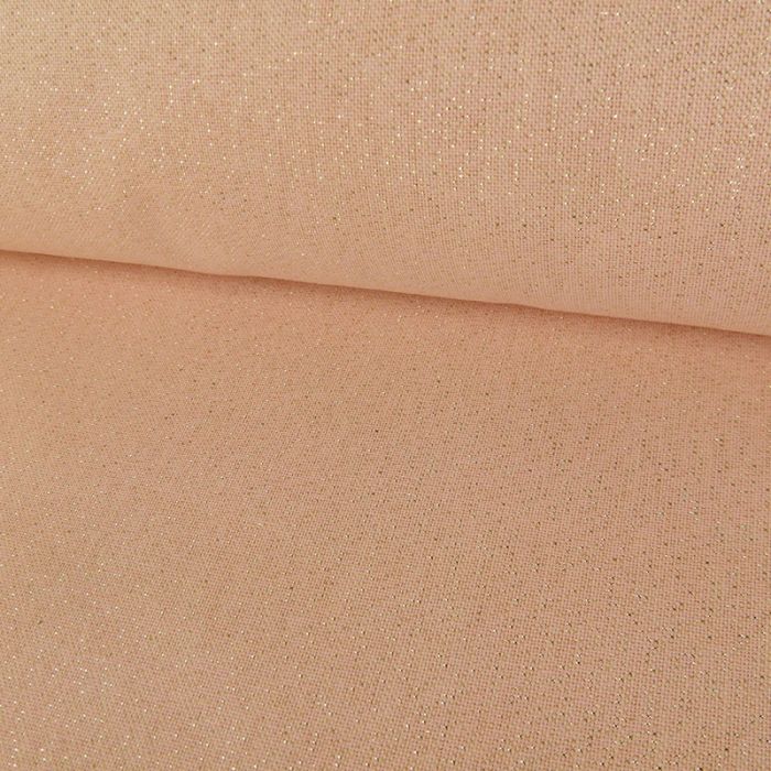 Tissu toile coton lurex - rose nude x 10 cm