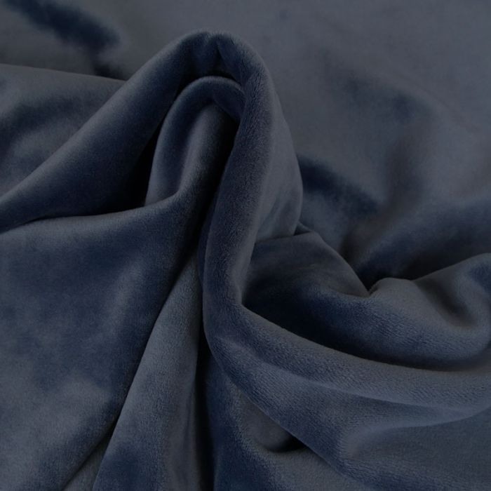 Tissu velours jersey - bleu indigo x 10 cm