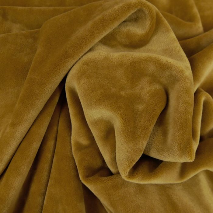 Tissu velours stretch - moutarde x 10 cm