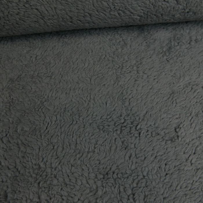 Tissu fausse fourrure mouton - gris foncé x 10 cm