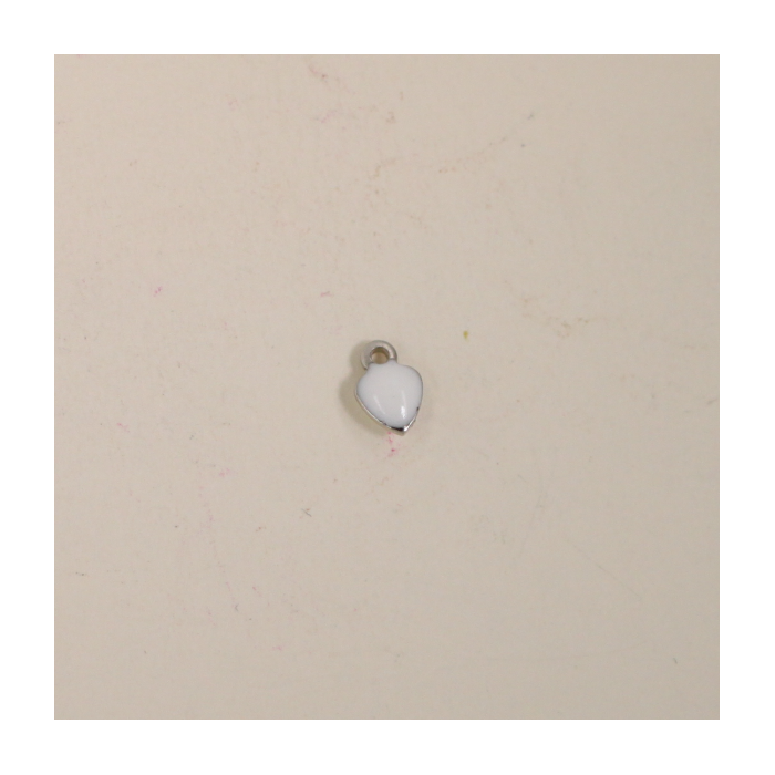 Breloque émaillée coeur 7mm blanc x1