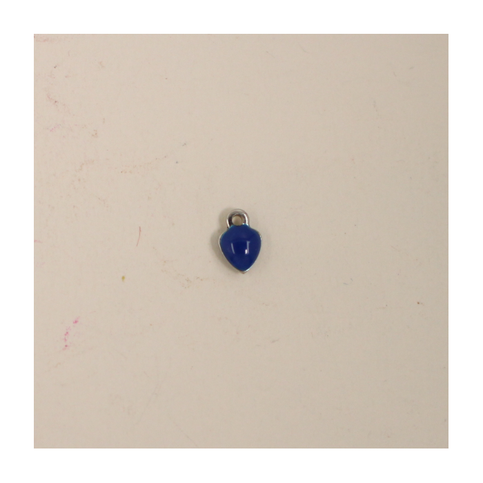 Breloque émaillée coeur 7mm bleu x1
