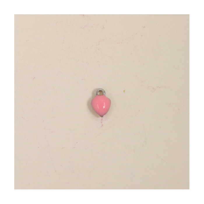 Breloque émaillée coeur 7mm rose x1