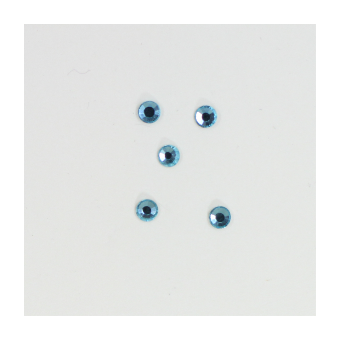 Perles à coller strassées 3mm bleu turquoise x5