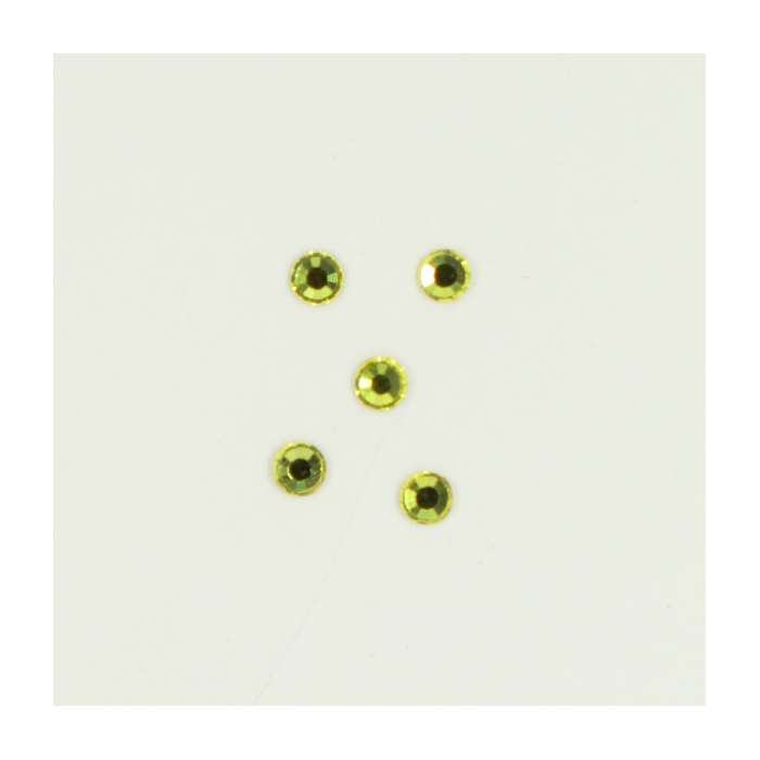 Perles à coller strassées 3mm jaune x5