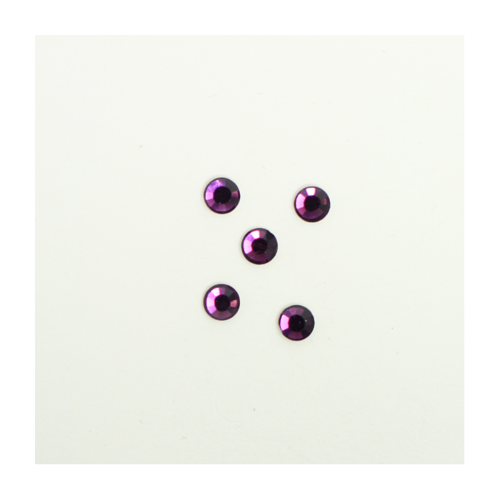 Perles à coller strassées 4mm violet x5
