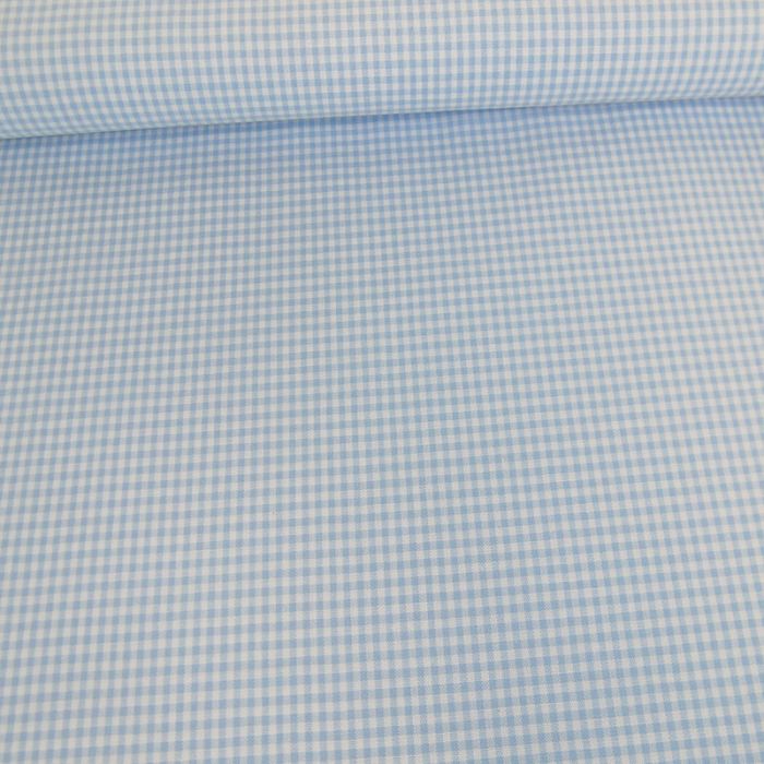 Tissu coton vichy - bleu clair x 10cm