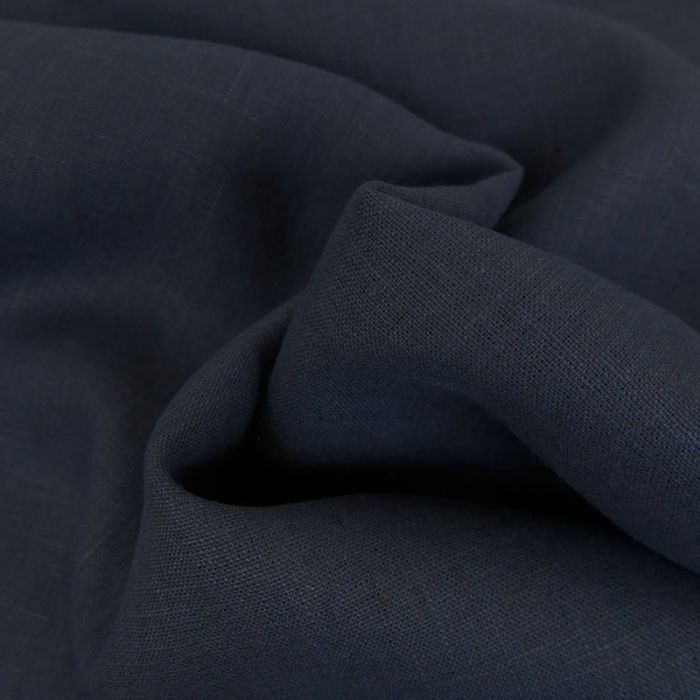 Tissu Lin Uni - Bleu Marine x 10cm