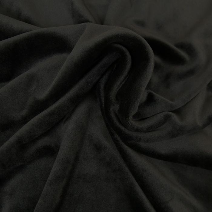 Tissu jersey velours nicky stretch - noir x 10 cm
