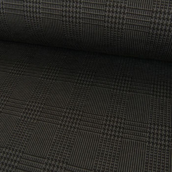 Tissu polyester prince de Galles - gris foncé x 10 cm