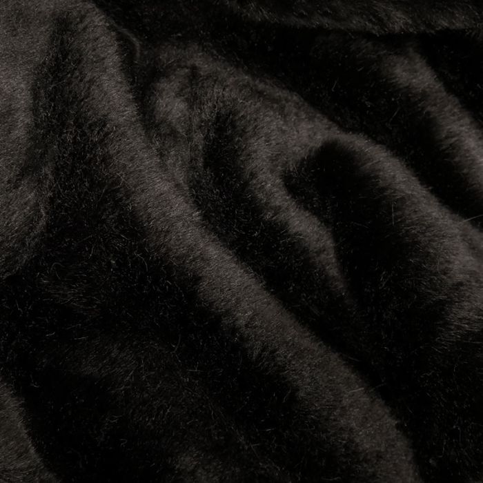 Tissu fausse fourrure - noir x 10 cm