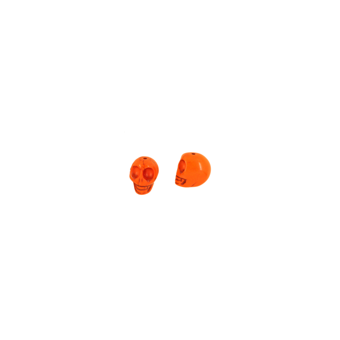 Perle tête de mort en résine 18mm orange x1