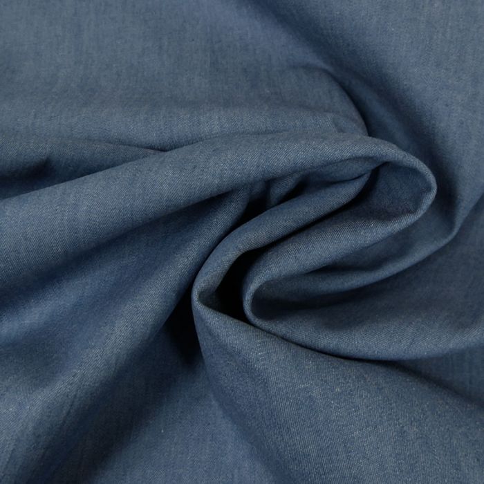 Tissu chambray coton uni - bleu washed x 10 cm