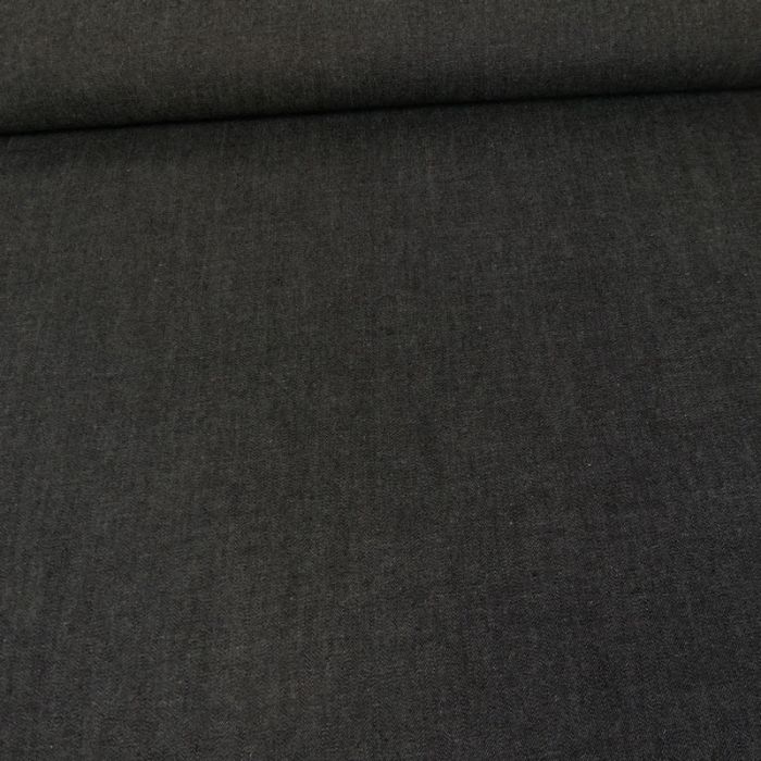 Tissu chambray coton uni - noir x 10 cm