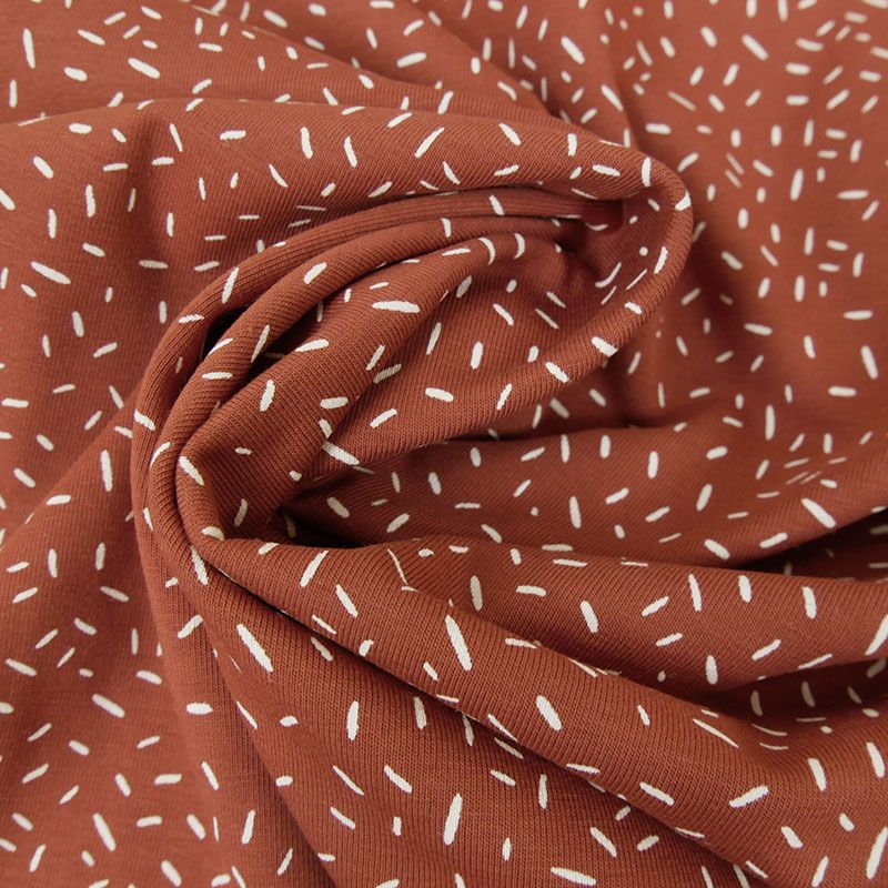 Tissu jersey oekotex confettis terracotta