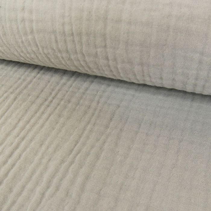 Tissu triple gaze - gris clair x 10 cm