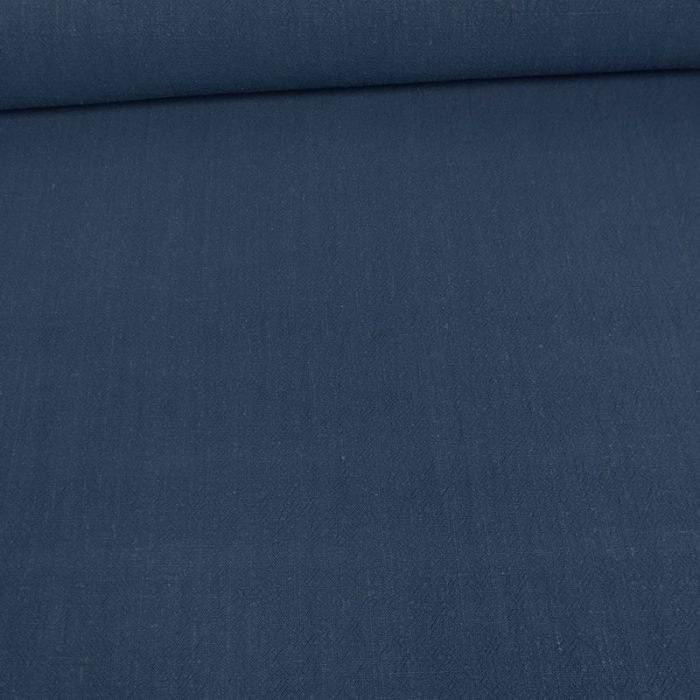 Tissu viscose lin - bleu denim x 10 cm