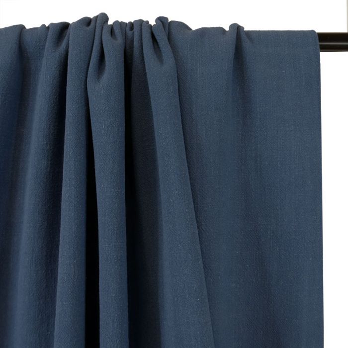 Tissu viscose lin - bleu denim x 10 cm
