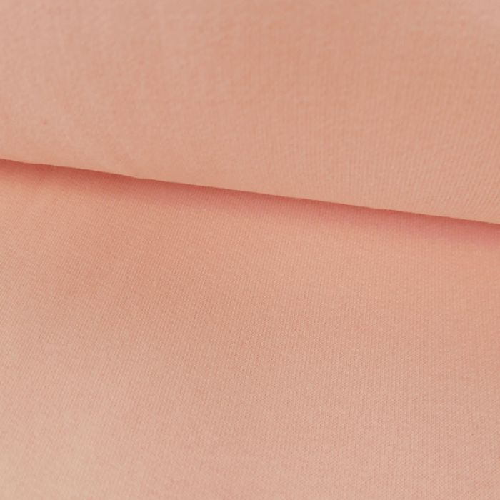 Tissu jersey sweat léger bio uni - rose clair x 10 cm