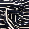 Tissu jersey rayures blanches - bleu marine x 10 cm