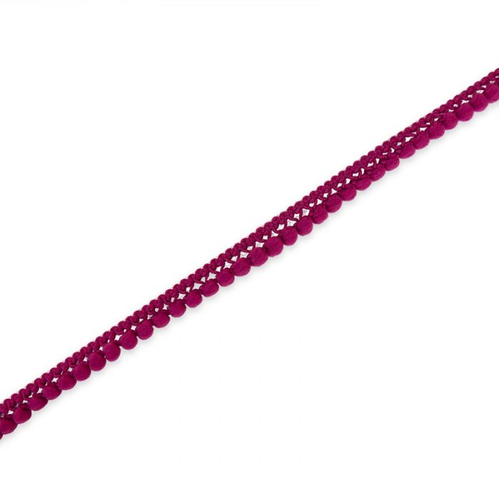 Galon pompons 11mm - Rose violet x 10 cm