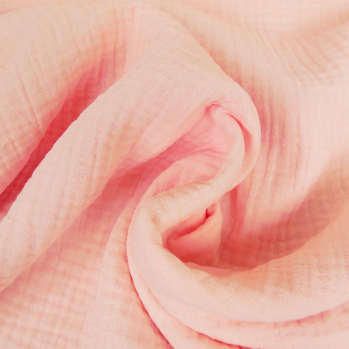 Tissu triple gaze - rose dragée x 10 cm