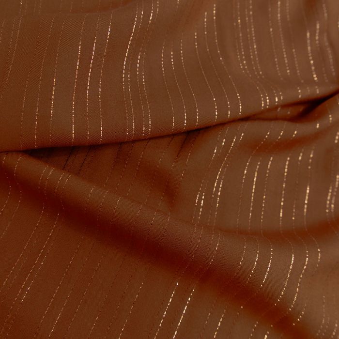 Tissu viscose rayures lurex - camel x 10 cm