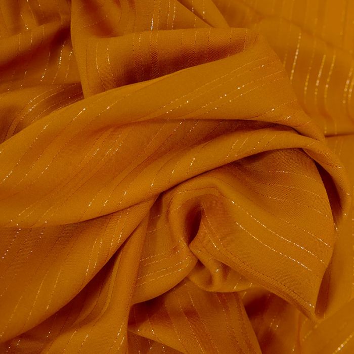 Tissu viscose rayures lurex - moutarde x 10 cm