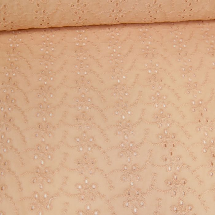 Tissu broderie anglaise nude - France Duval Stalla x 10 cm