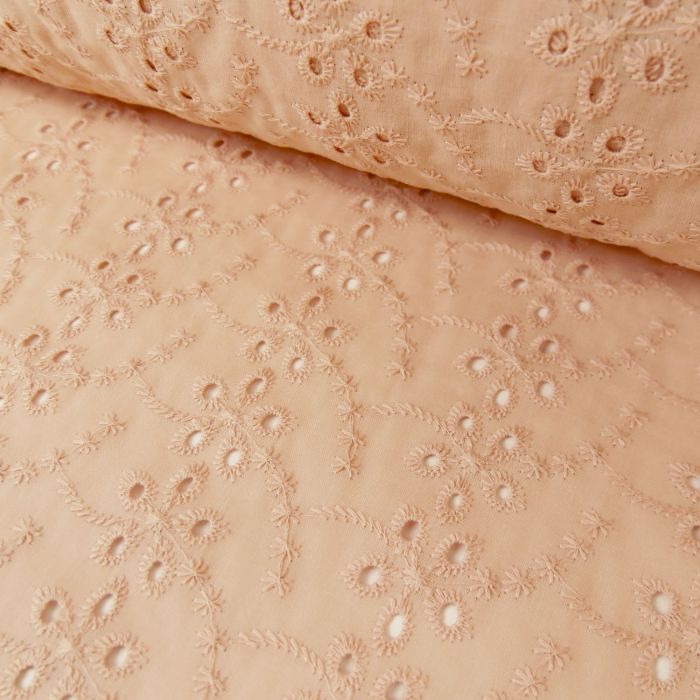 Tissu broderie anglaise nude - France Duval Stalla x 10 cm