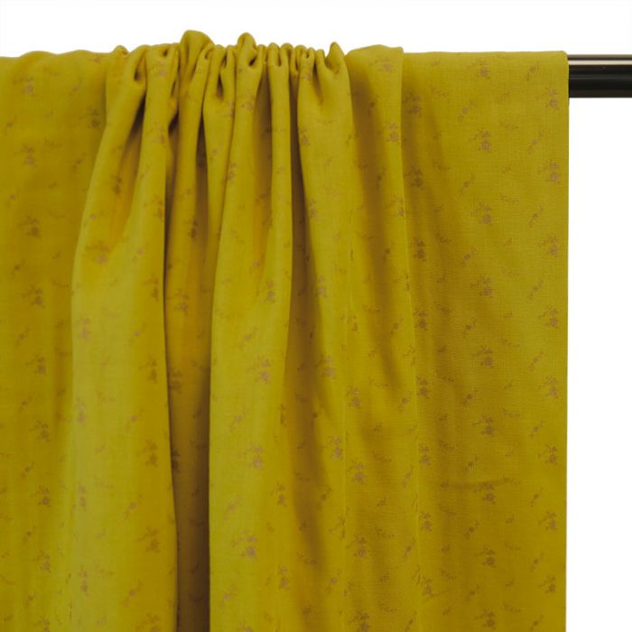 Tissu double gaze fleurs doré jaune - France Duval Stalla x 10 cm