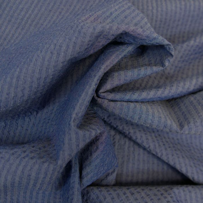 Tissu seersucker coton denim - France Duval Stalla x 10 cm